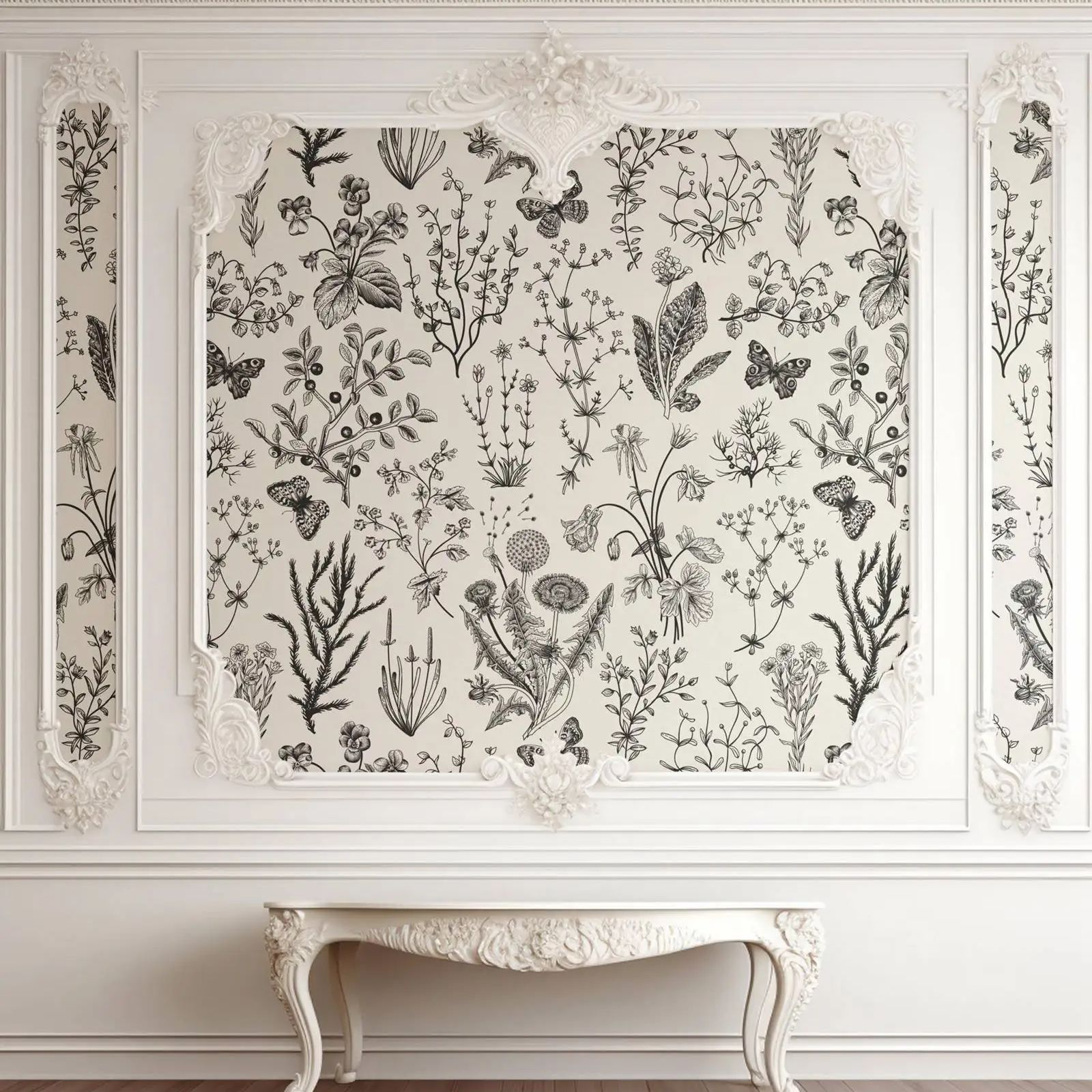 Schwarz-beige Vintage-Kräuter- – Herbal Wallpaper Bewertung und Preis